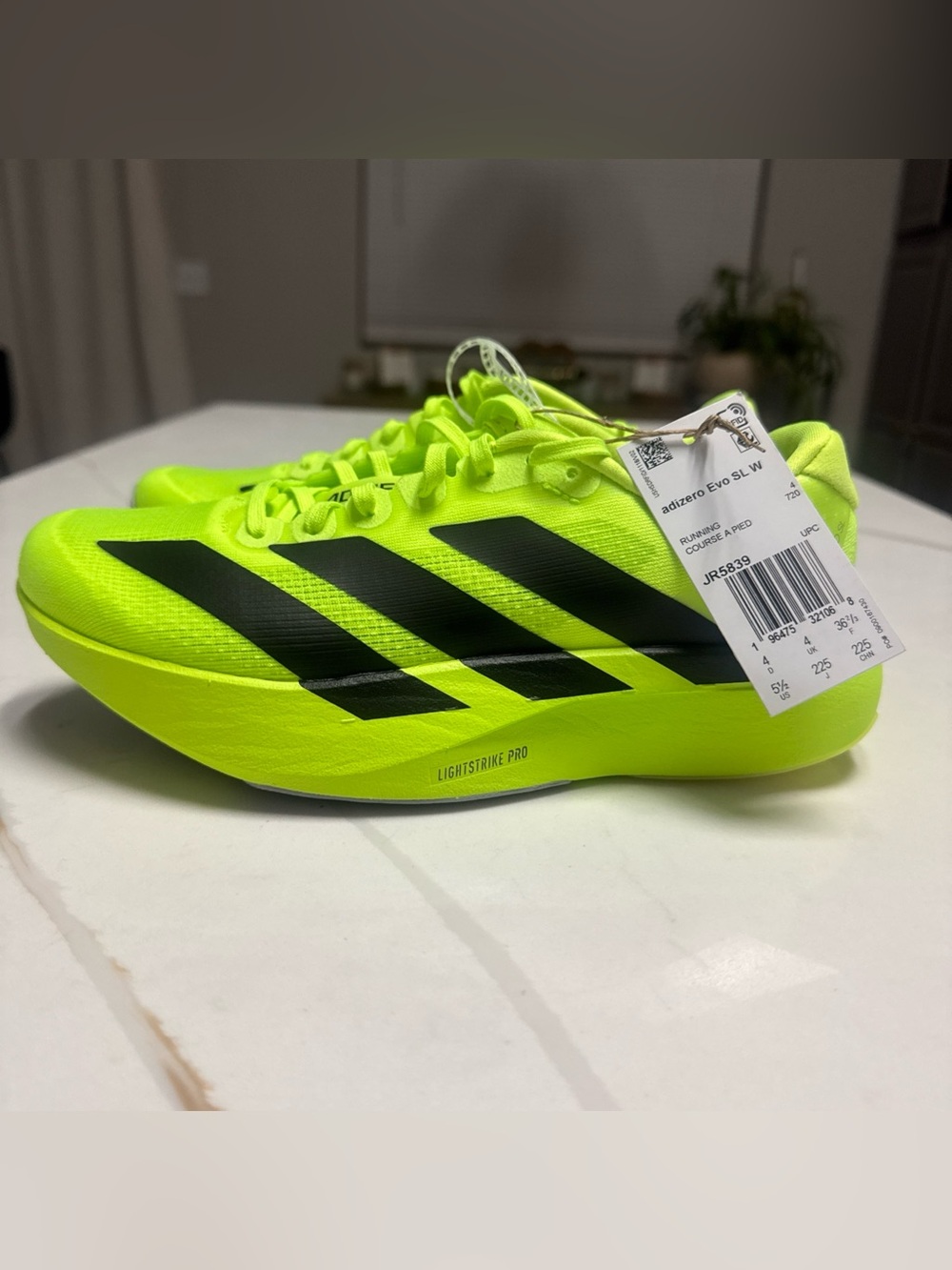 New Adidas Adizero Evo SL Running Shoes Lucid Lemon Black Womens Size 5.5 JR5839